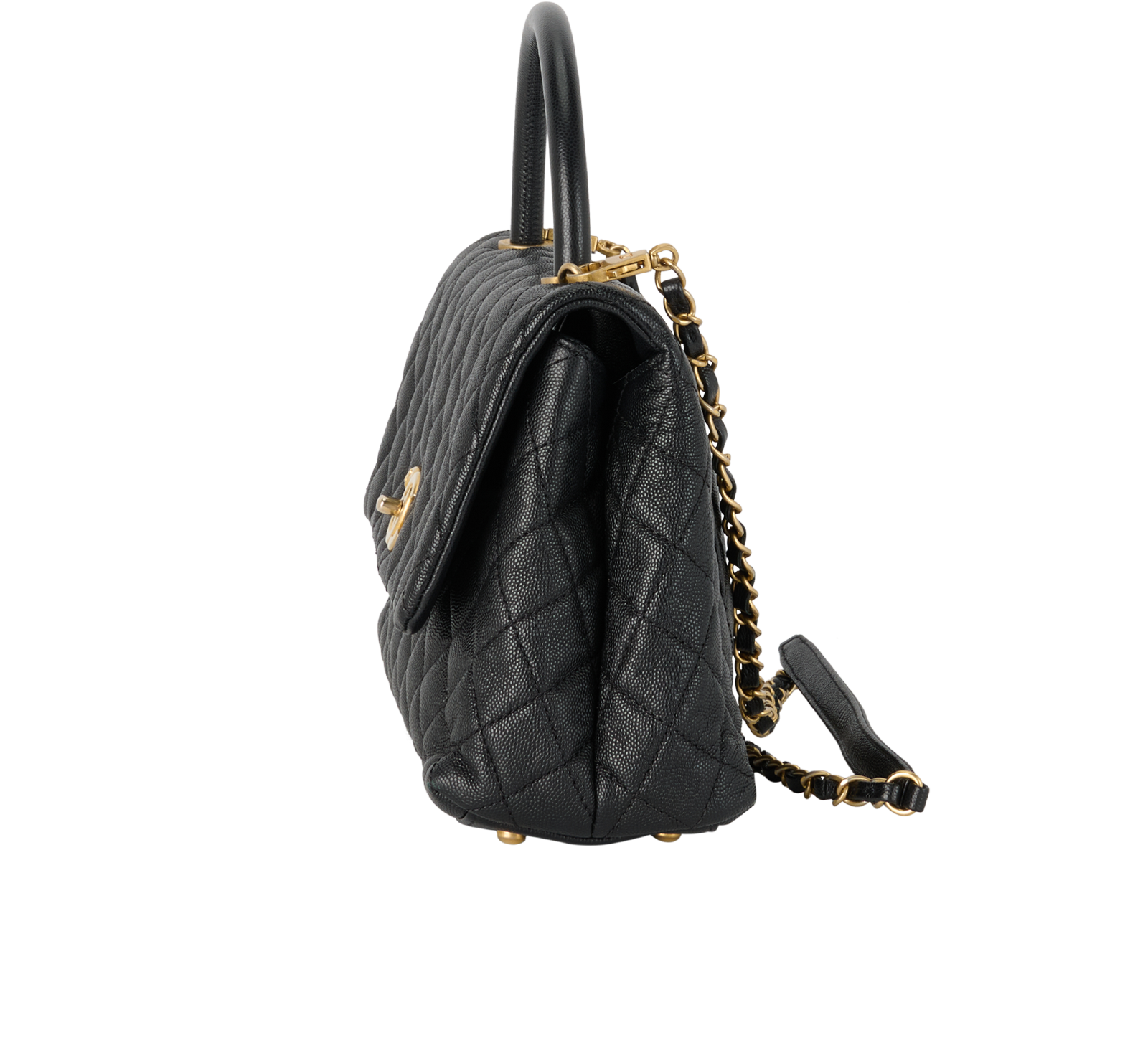 Coco Top Handle, &pound;2,500, Handbags, Black, Caviar Leather, Bottom view